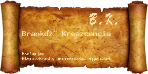 Brankó Kreszcencia névjegykártya